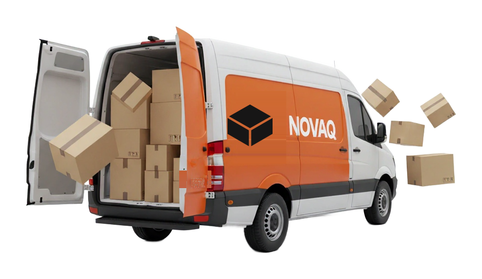 Furgón de reparto NOVAQ con paquetes